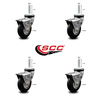 Service Caster 3 Inch Hooded Neoprene Rubber 8mm Threaded Stem Casters with Brakes SCC, 4PK SCC-TS03S310-NPRB-BC-B-M815-4